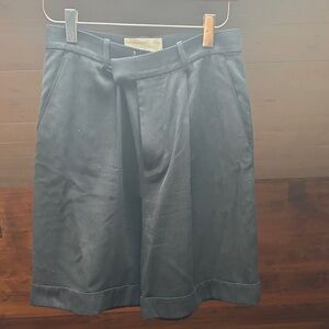 Everlane High-Waist Black Pleated Bermuda Shorts